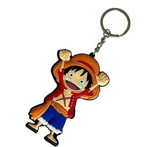 Anime Cartoon Keychain 5.2” Key Fob Ring Purse Backpack Charm 2 Sided Luffy